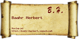 Baahr Herbert névjegykártya